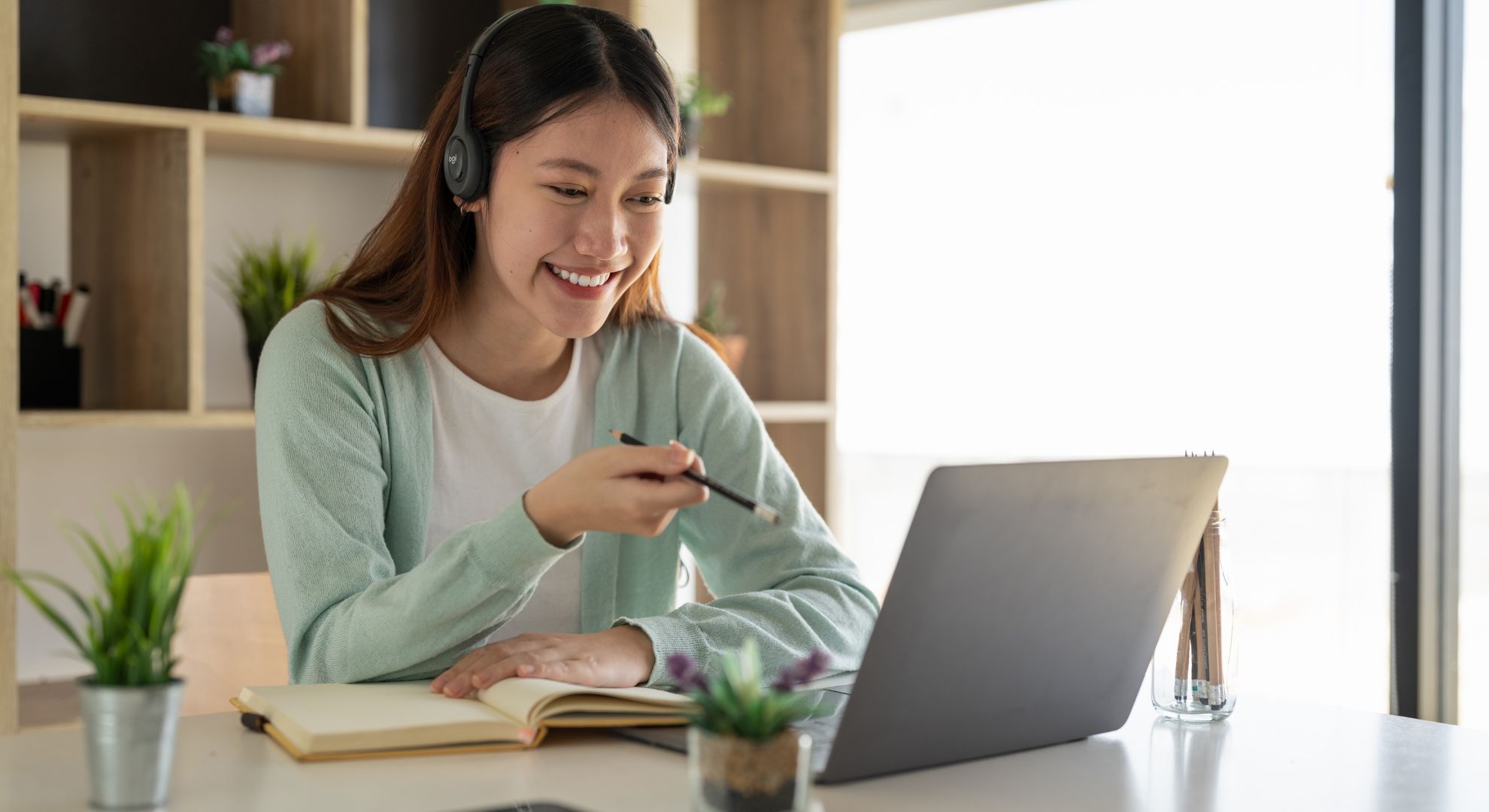 woman taking an online personal growth course