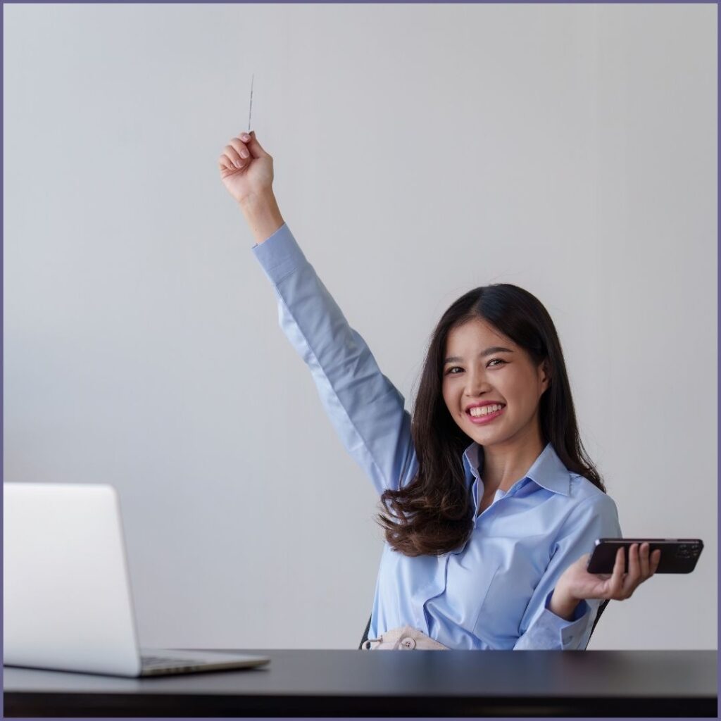 happy woman working