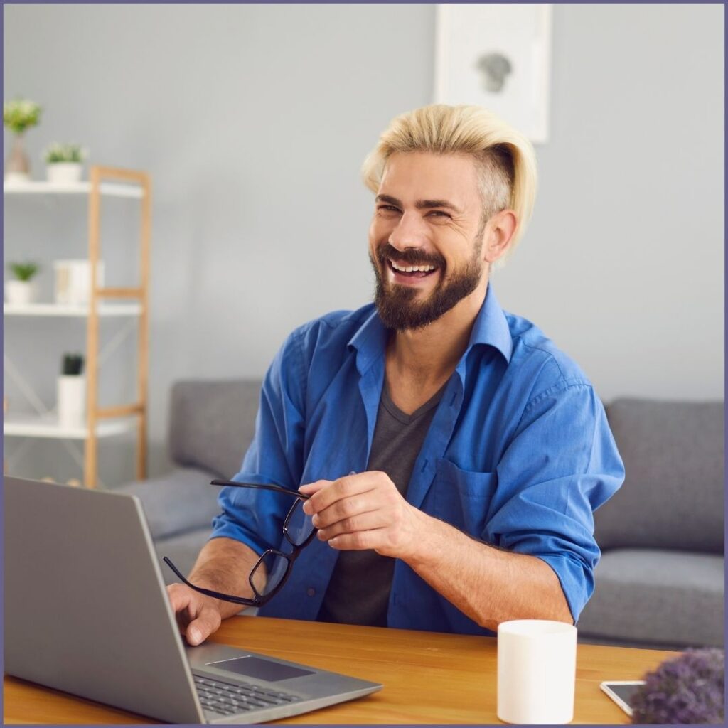 man smiling at work